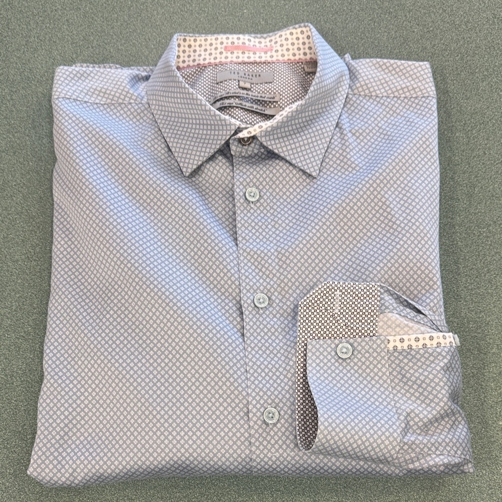 Ted Baker Blue and White Casual Button Down Shirt
